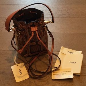 Fendi MonTresor Pink Snakeskin Mini Bucket Bag